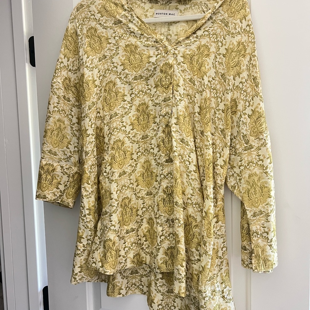 Lora Printed Mini Shirtdress in Linen